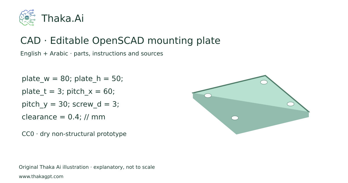 CAD · Editable OpenSCAD mounting plate