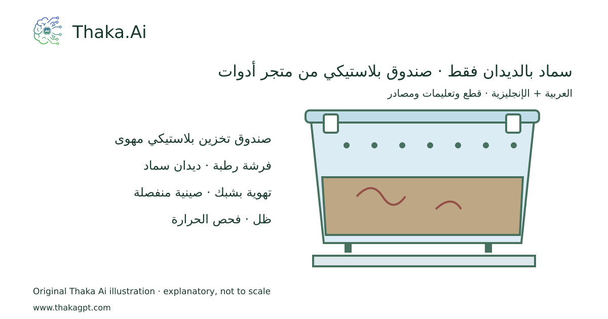 سماد بالديدان فقط · صندوق بلاستيكي من متجر أدوات
