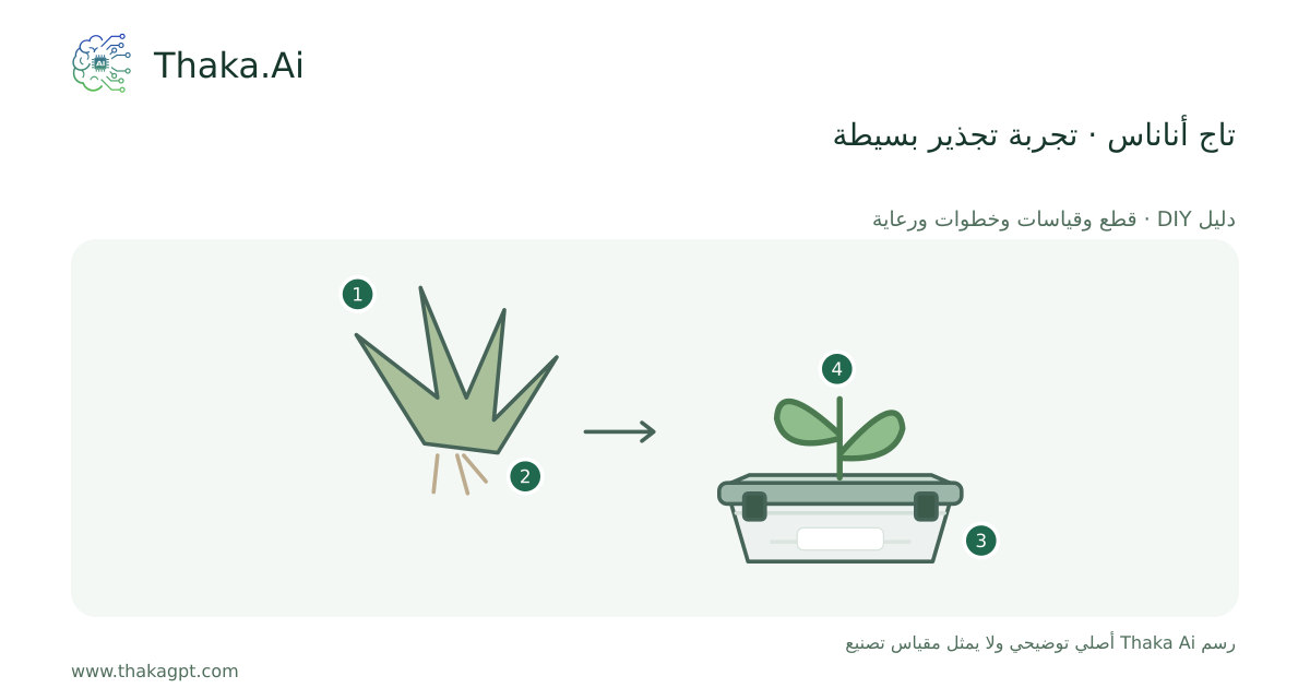 تاج أناناس · تجربة تجذير بسيطة