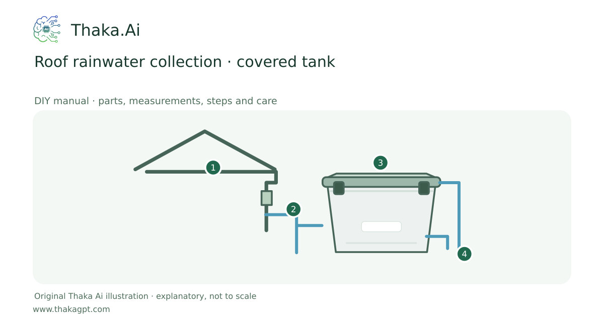 Roof rainwater collection · covered tank